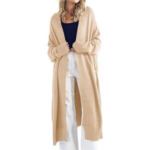 Womens Long Cardigan Sweaters with Pockets Beige